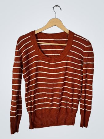Brown and White Striped Sweater