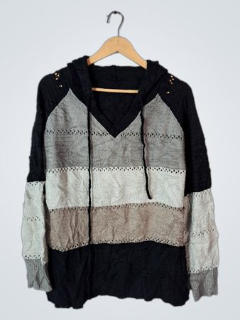 Gray and Black Hooded Sweater