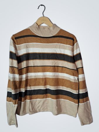 Sag Harbor Striped Mock Neck Sweater