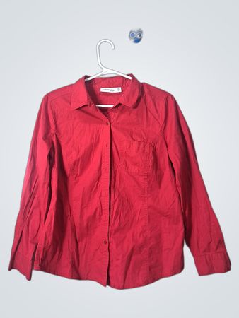 St. John's Bay Red Long-Sleeve Button-Down Shirt