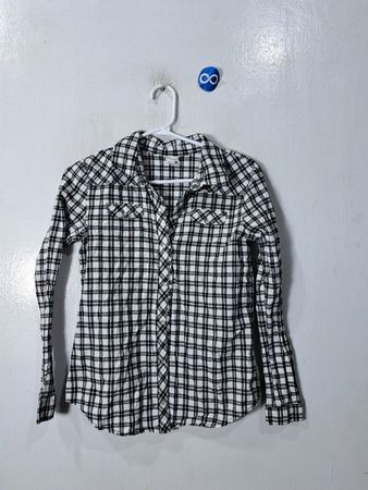 Xhilaration Black and White Plaid Button-Down Shirt