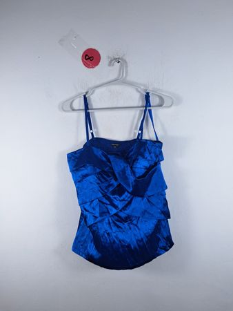 Misopé Blue Ruffled Tank Top