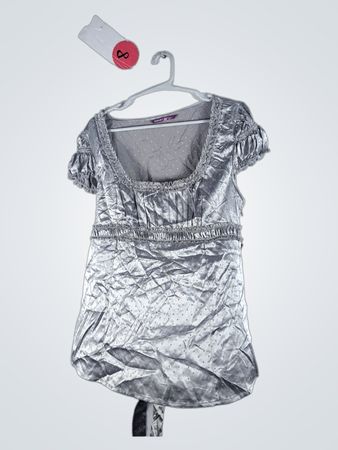 Silver Short Sleeve Top