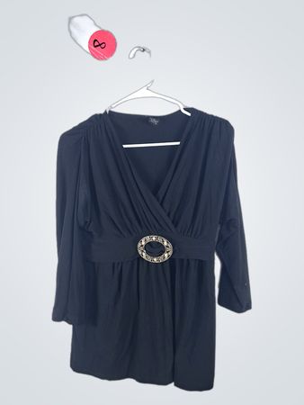 Black Long-Sleeve Dress with Belt