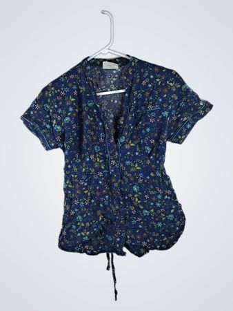 Blue Floral Short-Sleeve Shirt