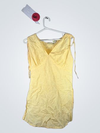 Andrew & G. Embroidered Yellow Sleeveless Dress