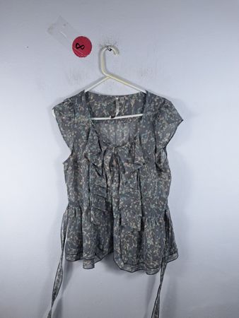 Gray Floral Top