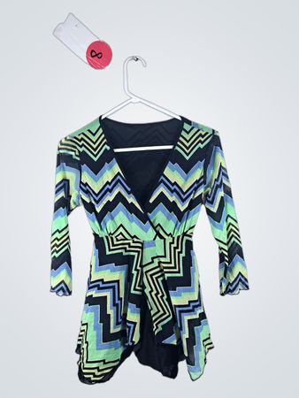 Unbranded Zigzag Print Wrap Blouse