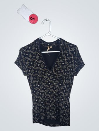 L.A.M.B. Black Embroidered V-Neck Top