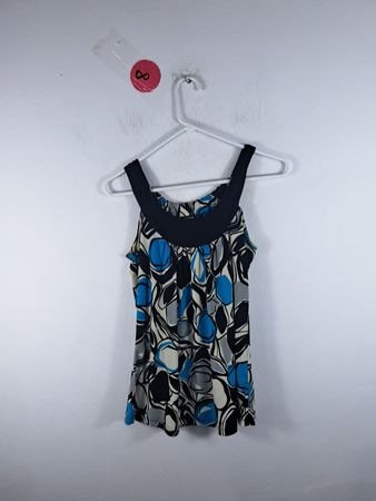 Perception Concept Blue Black and Gray Abstract Pattern Dress