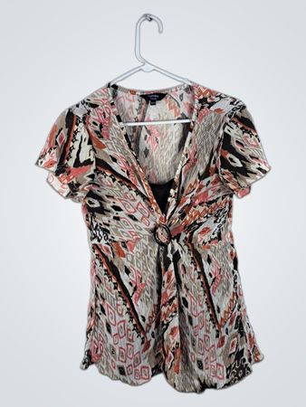 Reitmans Printed Wrap Blouse