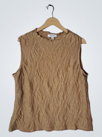 Nine West Beige Knit Sleeveless Top