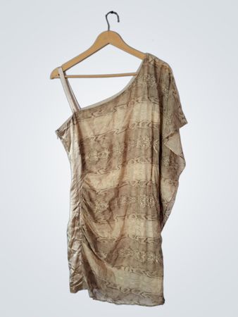 bebe One-Shoulder Snake Print Mini Dress