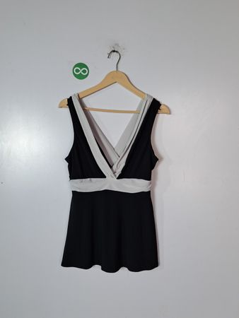 White House Black Market Black and White Wrap Tank Top