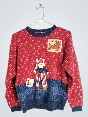 Red and Blue Knit Sweater