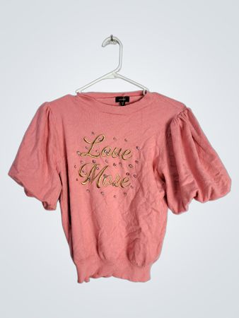 Pink Blouse with 'Love More' Design