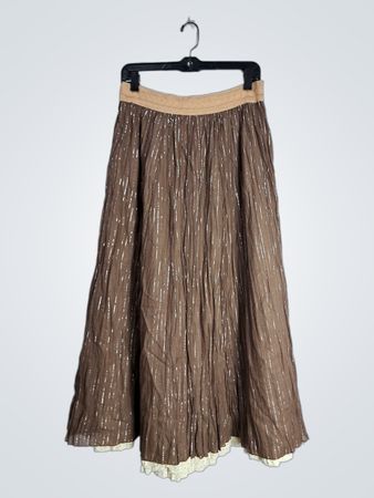 Express XS Shimmer Pleated Midi Skirt