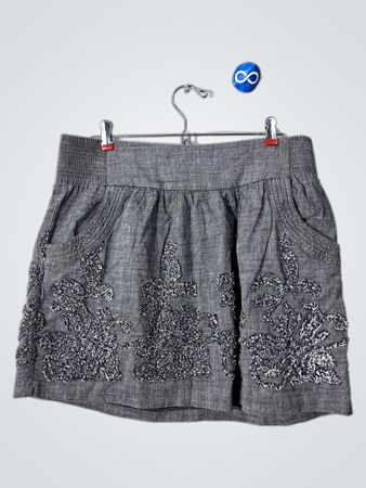 Gray Embroidered Skirt