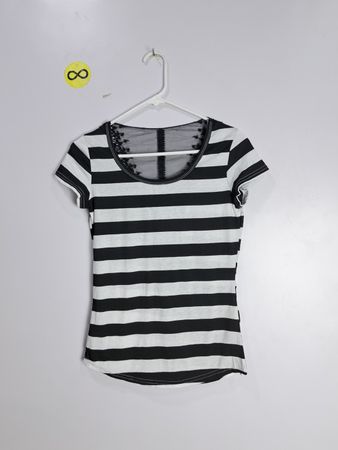 Black and White Striped Short Sleeve Top