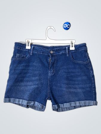 Blue Denim Shorts with Embellished Pockets