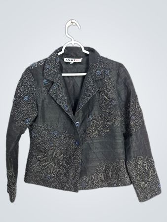 ANAGETOO Black Embroidered Blazer