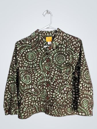 Ruby Rd. Women's Brown and Green Spiral Pattern Shirt