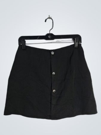 Ul On Black Button-Front Mini Skirt