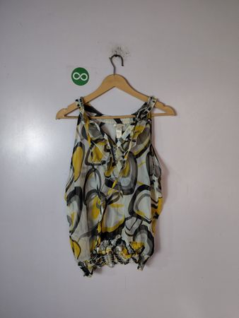 Vixen Yellow Black and Gray Patterned Romper