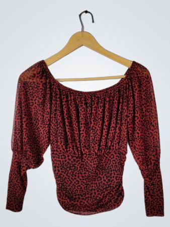 Express Leopard Print Off-Shoulder Blouse