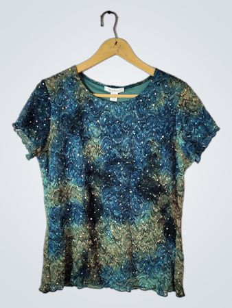 Dressbarn Teal Sequin Blouse