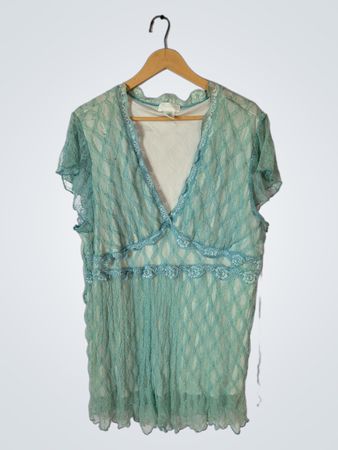 Maurices Teal Lace Wrap Blouse