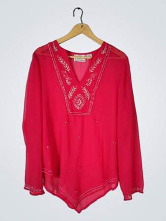 Just Class Pink Embroidered Blouse