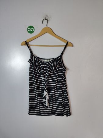 CATO Black and White Striped Tank Top
