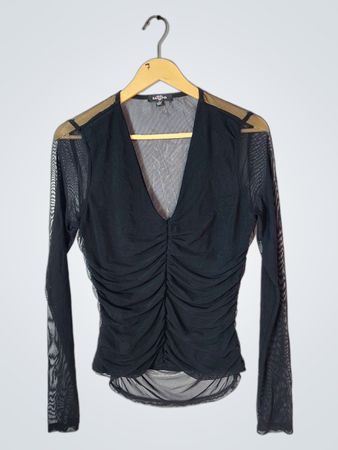 Ransom Black Mesh Long Sleeve Top