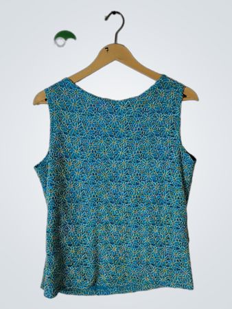 Blue Floral Sleeveless Top