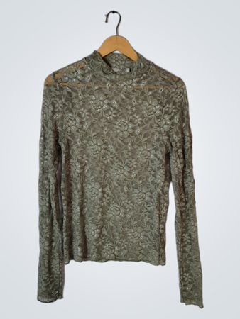Green Lace Long-Sleeve Top