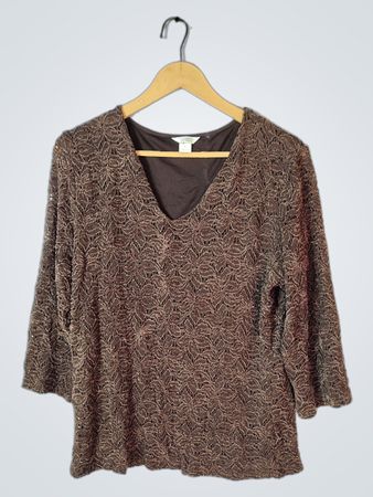 Christopher & Banks Brown Lace Top