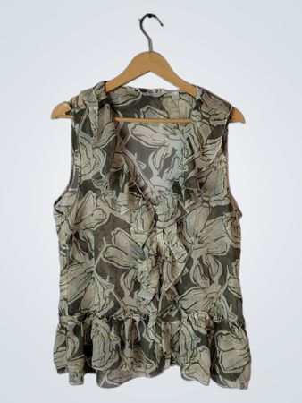 New York & Company Floral Ruffled Sleeveless Blouse