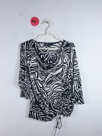 Jones New York Zebra Print Draped Blouse