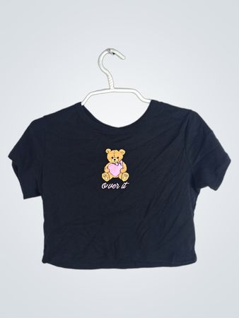 Black Graphic T-Shirt with Bear Design