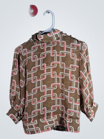 Brown and Pink Geometric Pattern Shirt