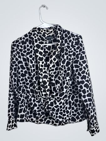 INC Black and White Animal Print Blouse