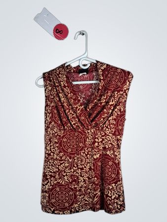 Red and Beige Paisley Vest