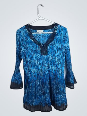 Dressbarn Blue Paisley Print Blouse