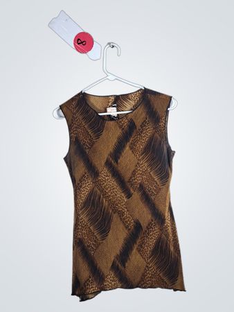 Brown Animal Print Sleeveless Top