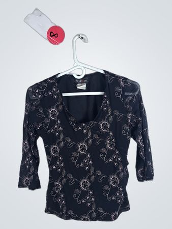 Style & Co. Black Floral Blouse