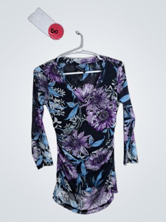 INC International Concepts Purple Floral Wrap Blouse