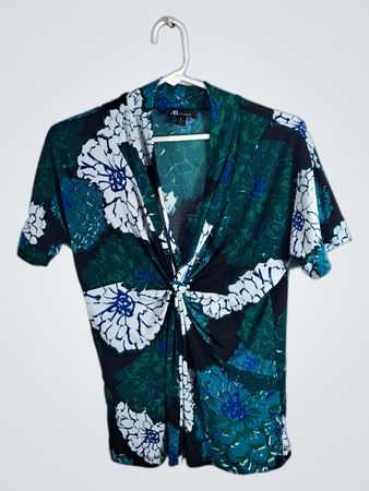 AB Studio Floral Tie-Front Shirt
