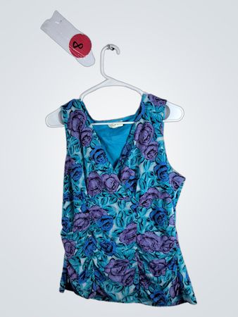 LOFT Sleeveless Floral Wrap Blouse