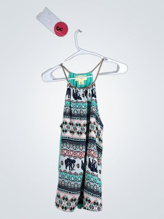 Women's Large Teal and Patterned Jumpsuit